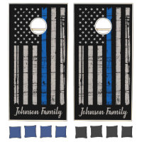 Thin Blue Line - American Flag - Police Officer Cornhole Set