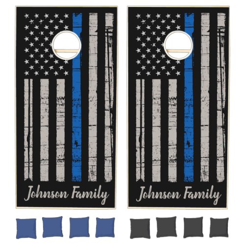 Thin Blue Line _ American Flag _ Police Officer Cornhole Set