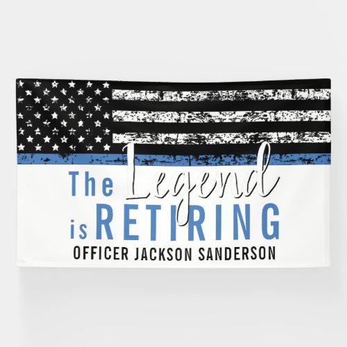 Thin Blue Line American Flag Police Retirement Banner