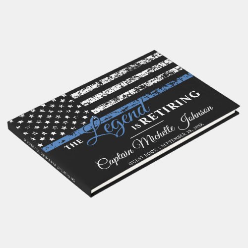 Thin Blue Line American Flag Police Retirement Guest Book