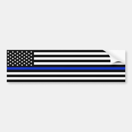 Thin Blue Line American Flag Police Style Bumper Sticker