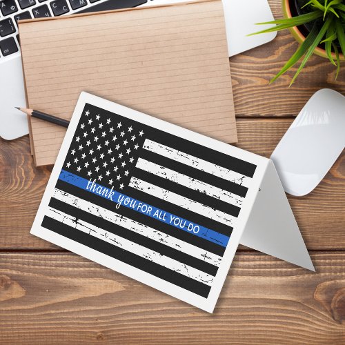 Thin Blue Line American Flag Police Thank You Business Card