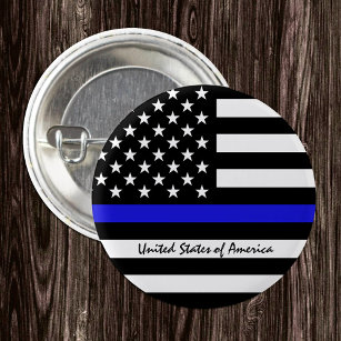 Thin Blue Line & American Flag police / USA office Button