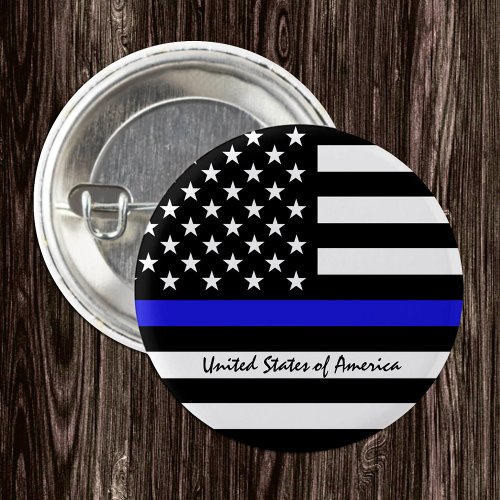 Thin Blue Line  American Flag police  USA office Button
