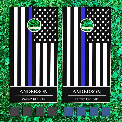 Thin Blue Line  American Flag police  USA office Cornhole Set