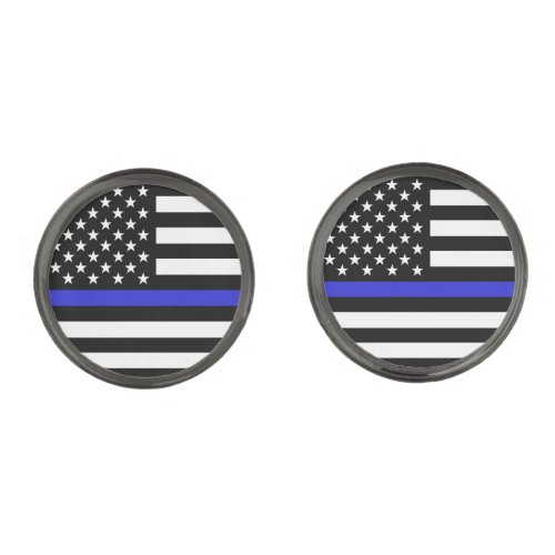 Thin Blue Line  American Flag police  USA office Cufflinks
