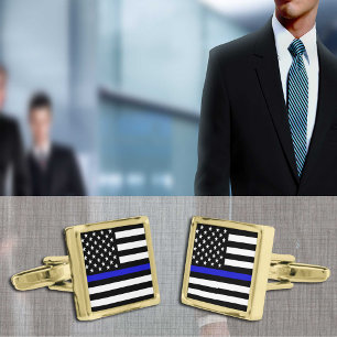 Thin Blue Line & American Flag police / USA office Cufflinks