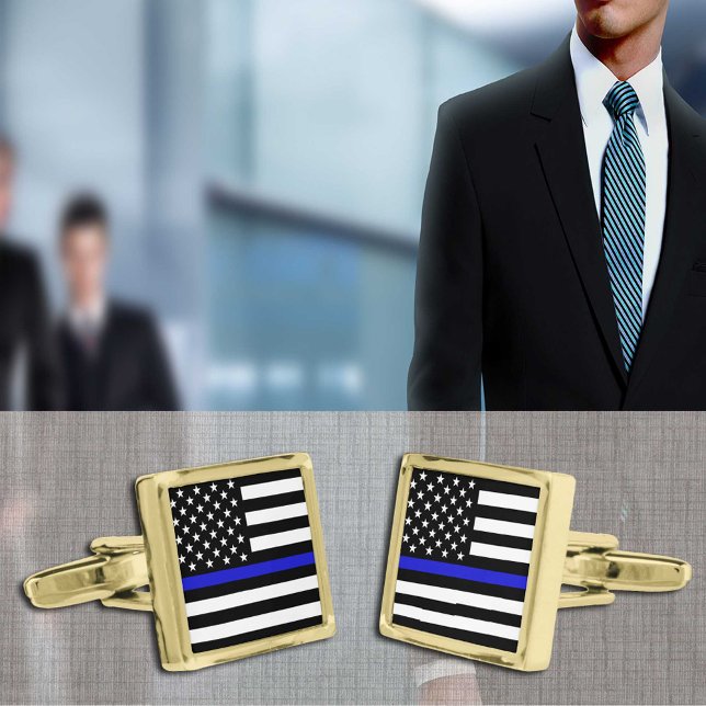 Thin Blue Line & American Flag police / USA office Cufflinks (Creator Uploaded)