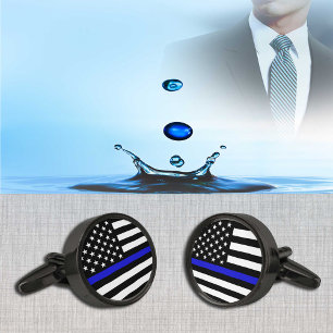 Thin Blue Line & American Flag police / USA office Cufflinks