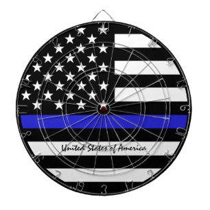 Thin Blue Line & American Flag police / USA office Dart Board