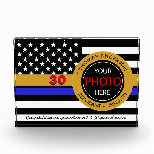 Thin Blue Line  American Flag police  USA office Photo Block
