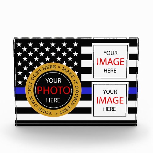 Thin Blue Line  American Flag police  USA office Photo Block
