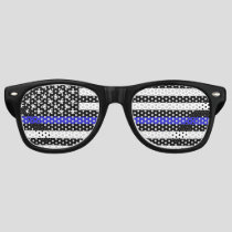 Thin Blue Line & American Flag police / USA office Retro Sunglasses