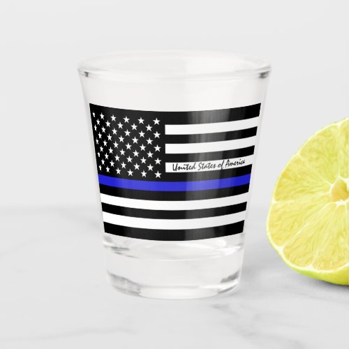 Thin Blue Line  American Flag police  USA office Shot Glass