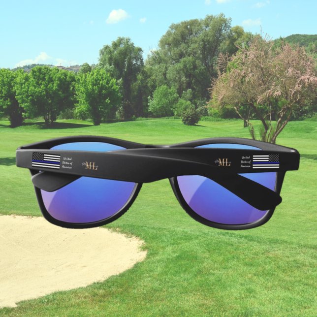Thin Blue Line & American Flag police /USA officer Sunglasses (Creator Uploaded)
