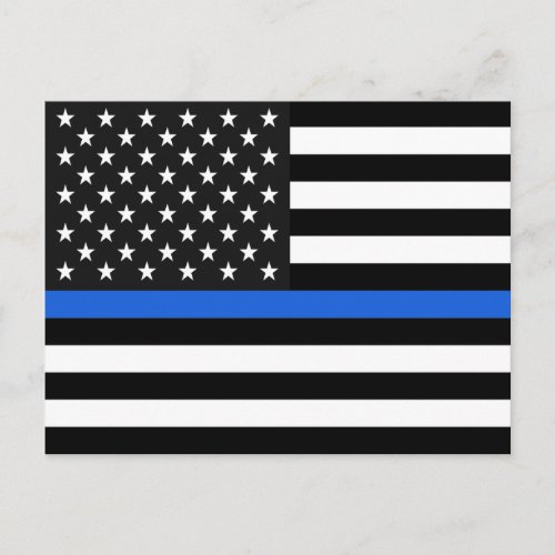 Thin Blue Line American Flag Postcard