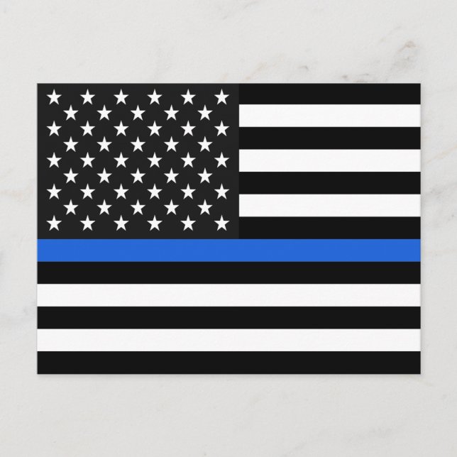 Thin Blue Line American Flag Postcard (Front)