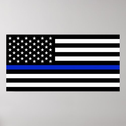 Thin Blue Line American Flag Poster