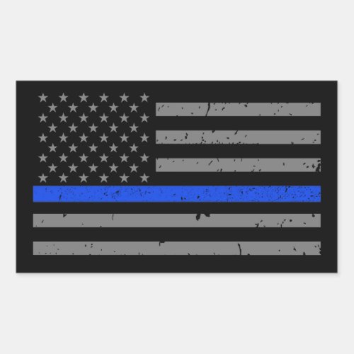 Thin Blue Line American Flag Rectangular Sticker
