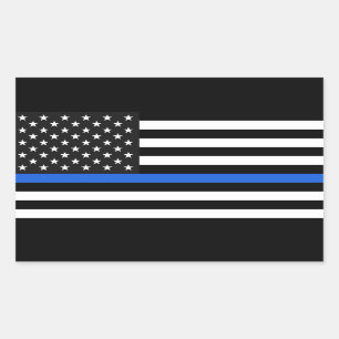 Thin Blue Line American Flag Rectangular Sticker