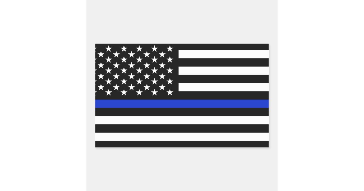 Thin Blue Line American Flag Rectangular Sticker Zazzle