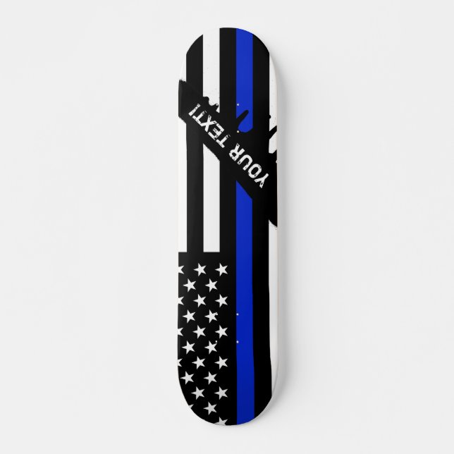 Thin Blue Line American Flag Skateboard Deck (Front)