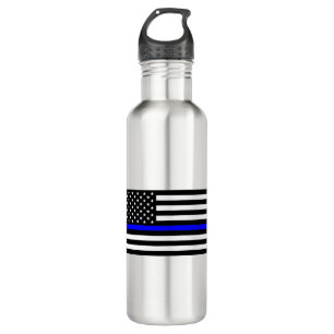 - Thin Blue Line - American Flag Stainless Steel Water Bottle