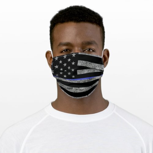 Thin Blue Line American Flag Support Police Adult Cloth Face Mask