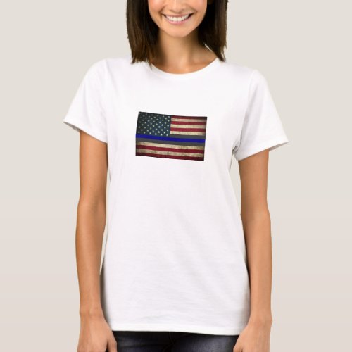 Thin Blue Line American Flag T_Shirt