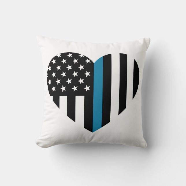 Thin Blue Line American Flag Throw Pillow (Front)