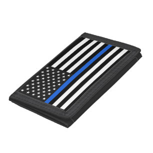 Thin Blue Line American Flag Trifold Wallet