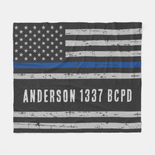 Thin Blue Line - American Flag USA - Police Mom Fleece Blanket