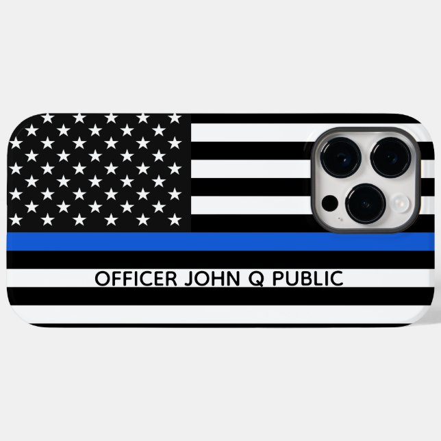 Thin Blue Line American Flag w/ Name Case-Mate iPhone Case (Back (Horizontal))
