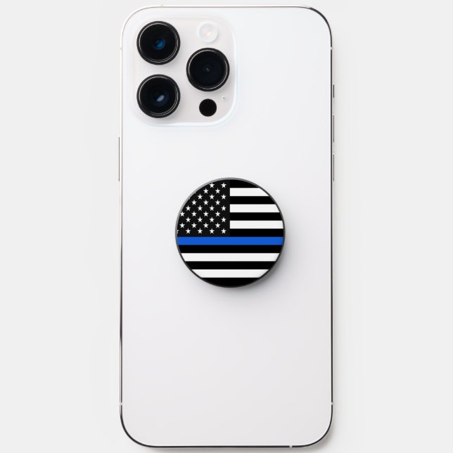 Thin Blue Line American Flag Window Cling PopSocket (Front)
