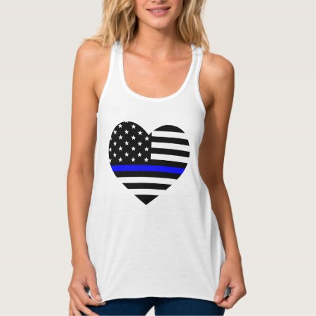 Thin Blue Line American Flag - Women's T-shirt Tank Top