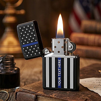 Thin Blue Line American Flag Zippo Lighter