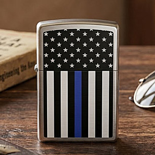 Thin Blue Line American Flag Zippo Lighter