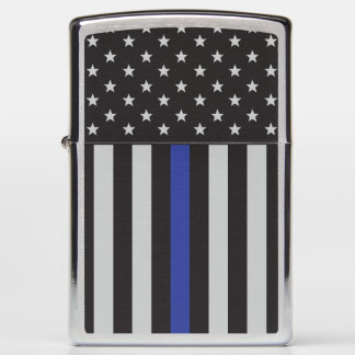 Thin Blue Line American Flag Zippo Lighter