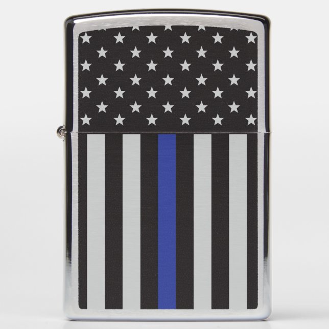 Thin Blue Line American Flag Zippo Lighter (Front)