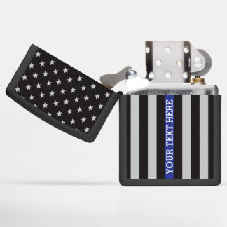 Thin Blue Line American Flag Zippo Lighter