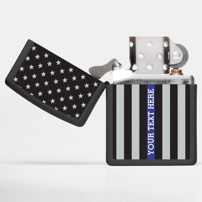 Thin Blue Line American Flag Zippo Lighter (Opened)