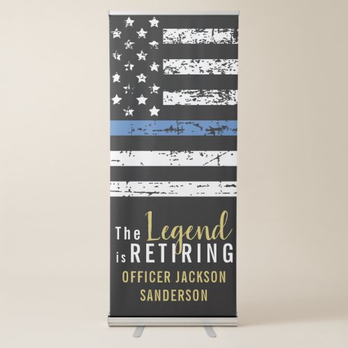 Thin Blue Line American Police Retirement Party Retractable Banner