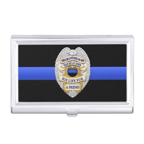 Thin Blue Line and Memorial Badge Business Card Holder