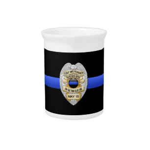 Thin Blue Line and Memorial Badge Drink Pitcher