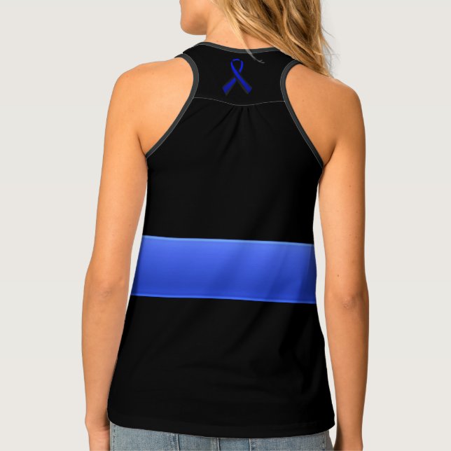 Thin Blue Line and Ribbon Tank Top (Back)