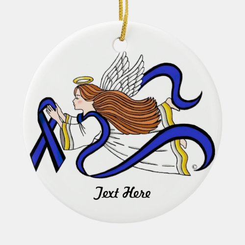 Thin Blue Line Angel Ceramic Ornament