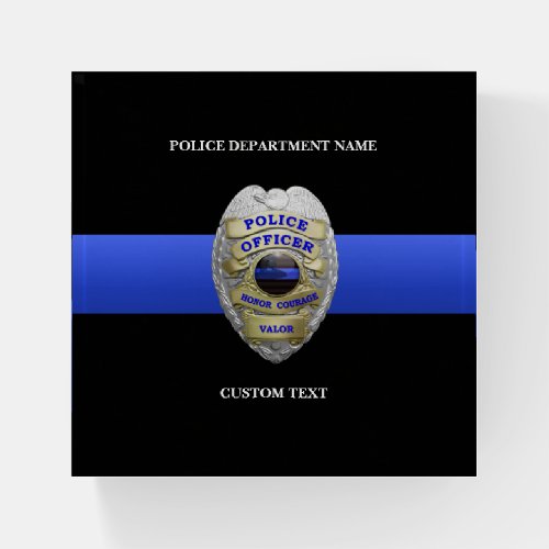 Thin Blue Line Award Badge Plaque Paperweight