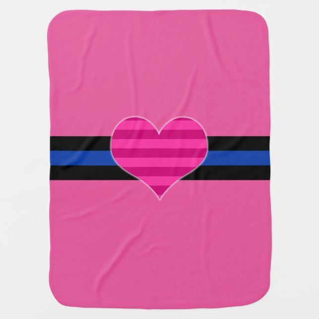 Thin Blue Line Baby Pink Baby Blanket (Front)