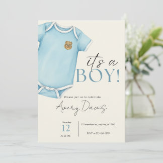 Thin Blue Line Baby Shower Invitation, Police Invitation