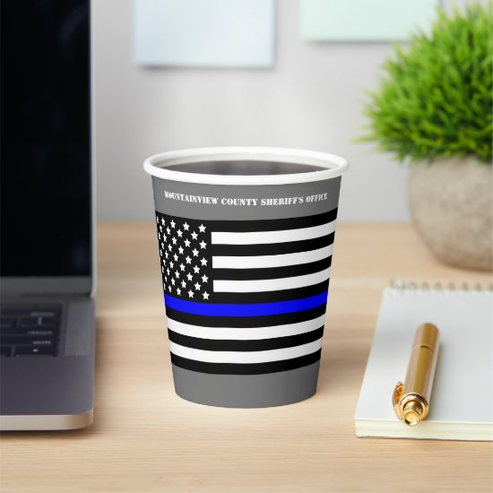 [Thin Blue Line] Back the Blue Flag Disposable Paper Cups